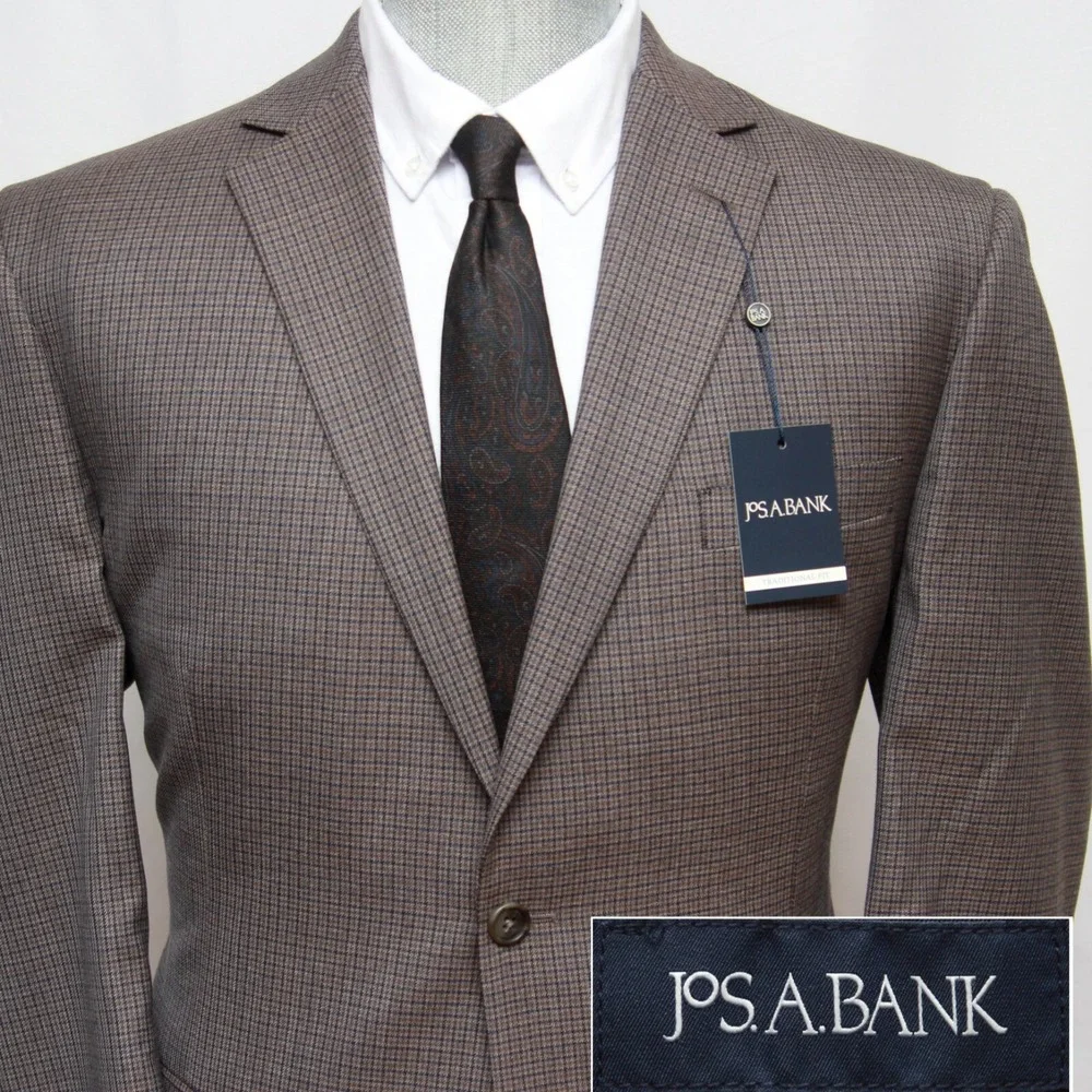 Jos A Bank‎ Mens Blazer 42R Traditional Fit Check Sportcoat D040214